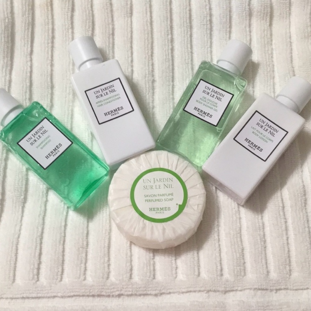 NWOT Hermes Un Jardin Sir Le Nil toiletries. 1.35oz each TSA Approved for travel
